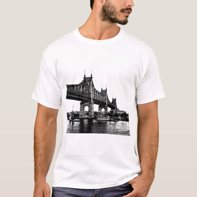 Camiseta Ponte queensboro Arte de Praia Náutica do Oceano (Frente)