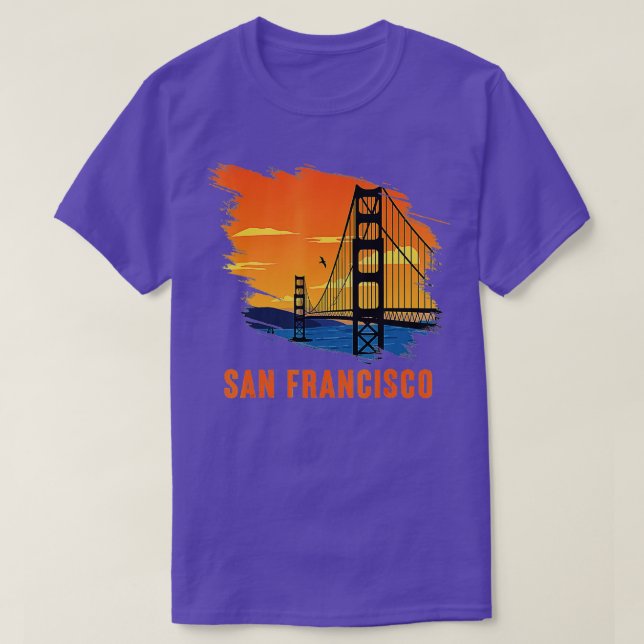 Camiseta Ponte Retro Ouro de São Francisco na Califórnia (Frente do Design)