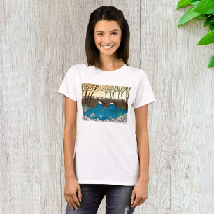 Camiseta Ponte russa sobre paisagem natural fluvial