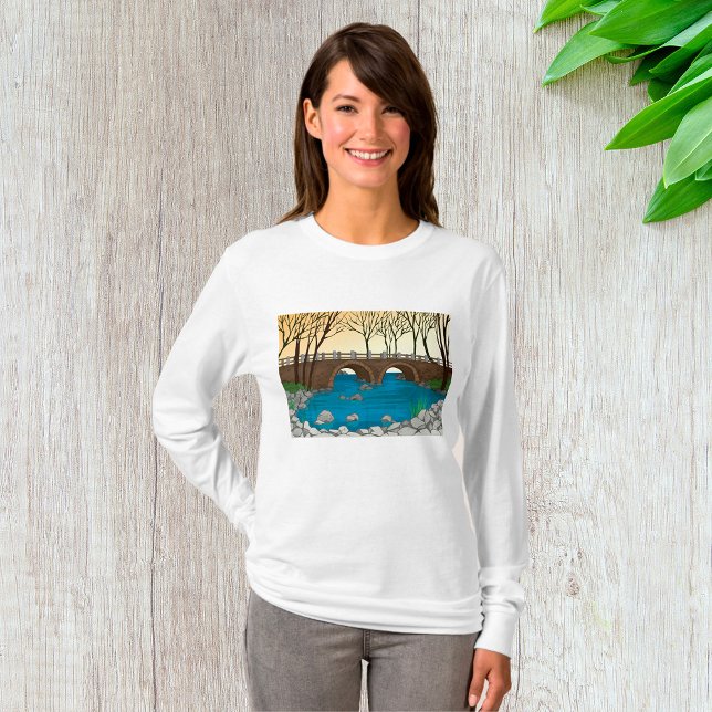 Camiseta Ponte russa sobre paisagem natural fluvial (Criador carregado)