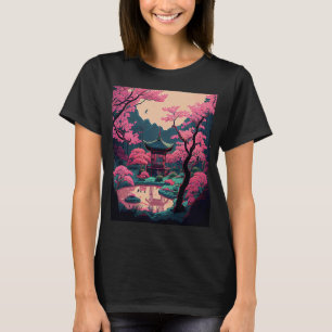 Camiseta Ponte-santuária de cerejeira do Jardim Japonês, co