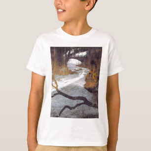Camiseta Ponte sobre um córrego congelado pelo cozinheiro