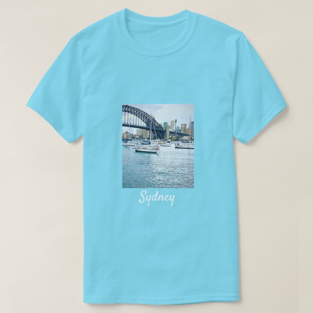 Camiseta Ponte Sydney Harbor com iates (Frente do Design)