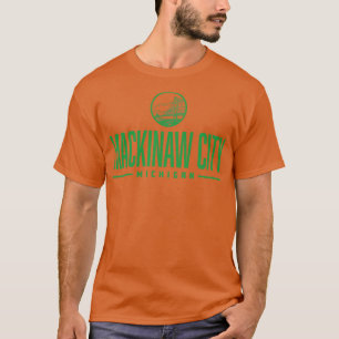 Camiseta Ponte verde do Wordmark da cidade de Mackinaw