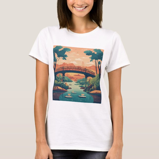 Camiseta Ponte Whimsical Sobre O Rio (Frente)