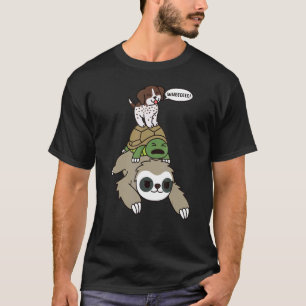 Camiseta Ponteiro Alemão Curto Andando Sloth Tortoise D