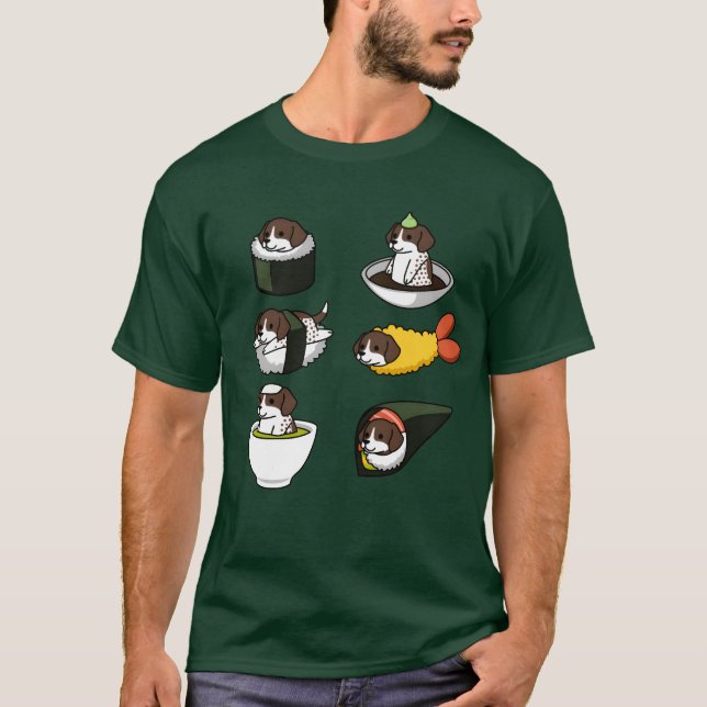 Camiseta Ponteiro Alemão de Cabelo Curto Comida Japonesa fa (Frente)