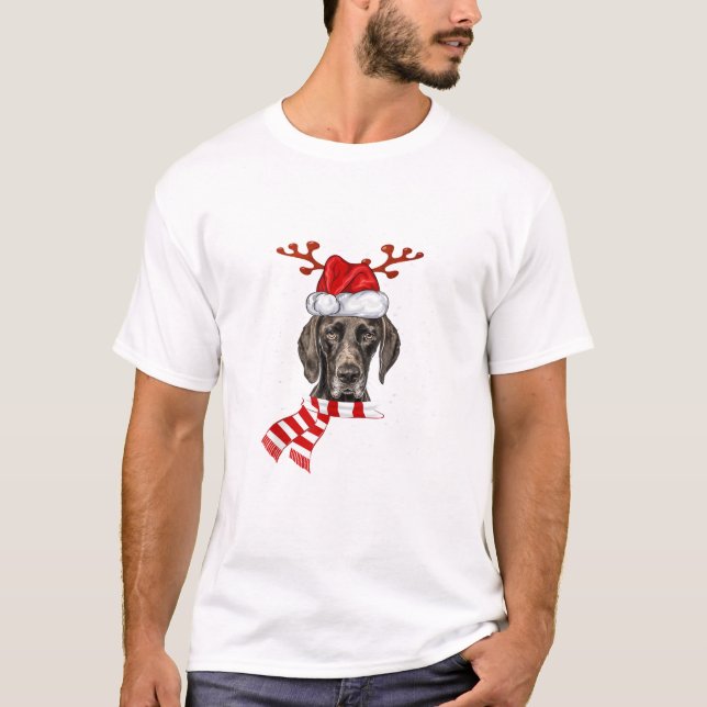 Camiseta Ponteiro alemão de cãozinho - Papais noeis Chris (Frente)