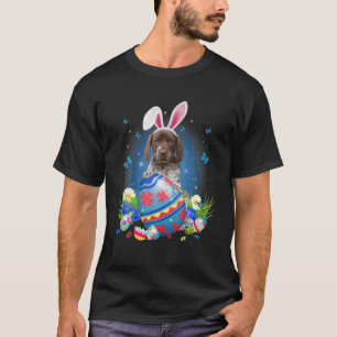 Camiseta Ponteiro Alemão De Coelhinho Com Cesta De Ovo E