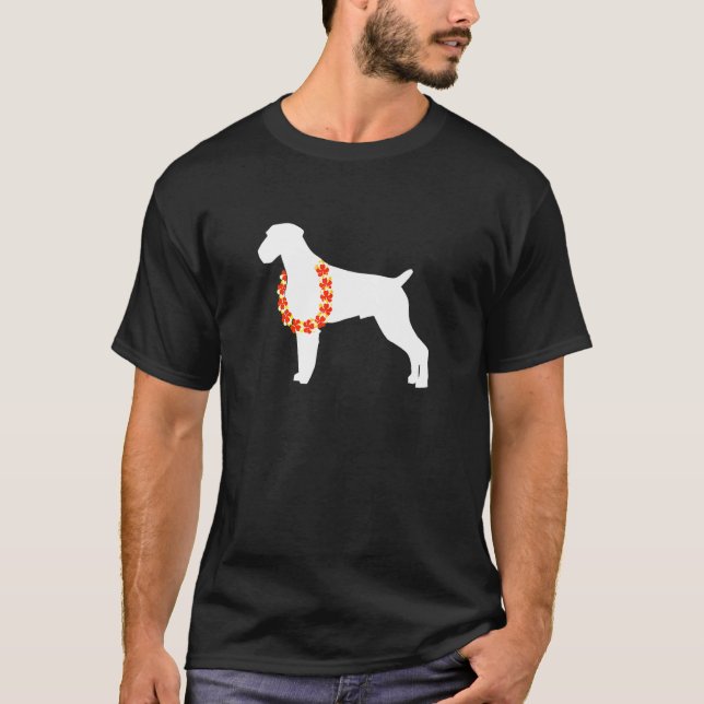 Camiseta Ponteiro Alemão Wirehaired Aloha Hawaiian - Cão-Le (Frente)