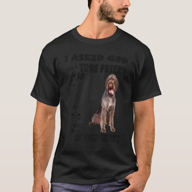 Camiseta Ponteiro Alemão Wirehaired Cita Mãe Pai, Dra (Frente)
