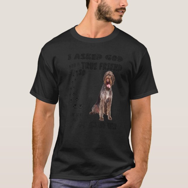 Camiseta Ponteiro Alemão Wirehaired Cita Mãe Pai, Dra (Frente)