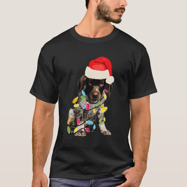 Camiseta Ponteiro de Cabeça Curta Alemão I Design de Natal (Frente)