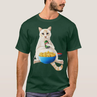 Camiseta Ponto de chama Gato branco siamês com soda e sna