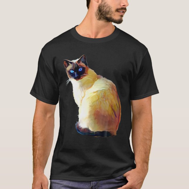 Camiseta Ponto de foca Óleo de Gato Siamês (Frente)