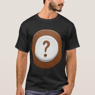 Camiseta Ponto de interrogação castanho com fundo de círcul
