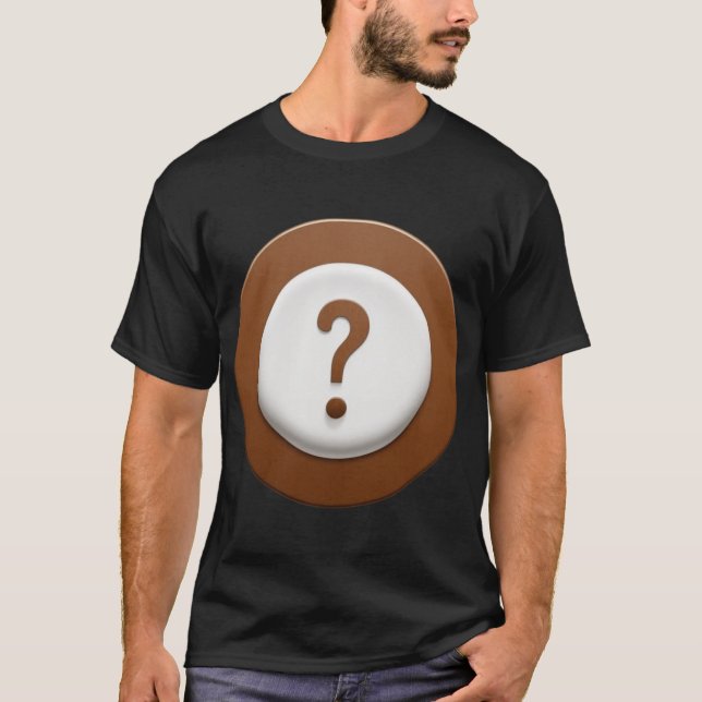 Camiseta Ponto de interrogação castanho com fundo de círcul (Frente)