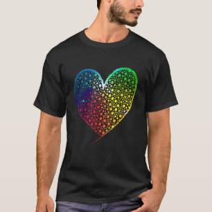 Camiseta Ponto Internacional do Coração Colorido da Bolinha