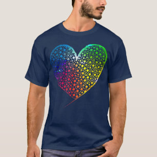 Camiseta Ponto Internacional do Coração Colorido da Bolinha