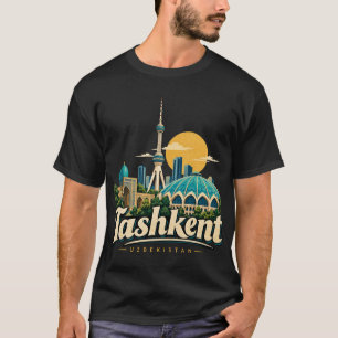 Camiseta Ponto Turístico de Tashkent Uzbequistão Viagem Vin