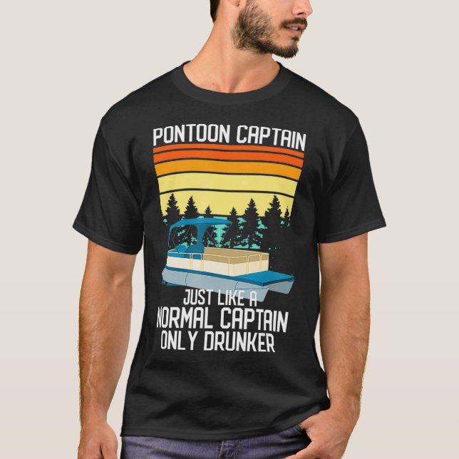 Camiseta Pontoon Boat Normal Capitão Apenas Bêbado (Frente)