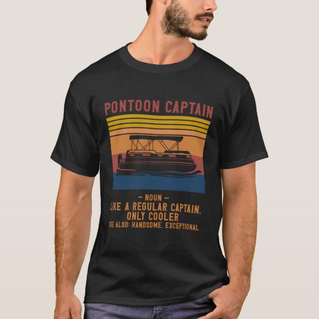 Camiseta Pontoon Capitão Definição Lago E Barco Lover (Frente)