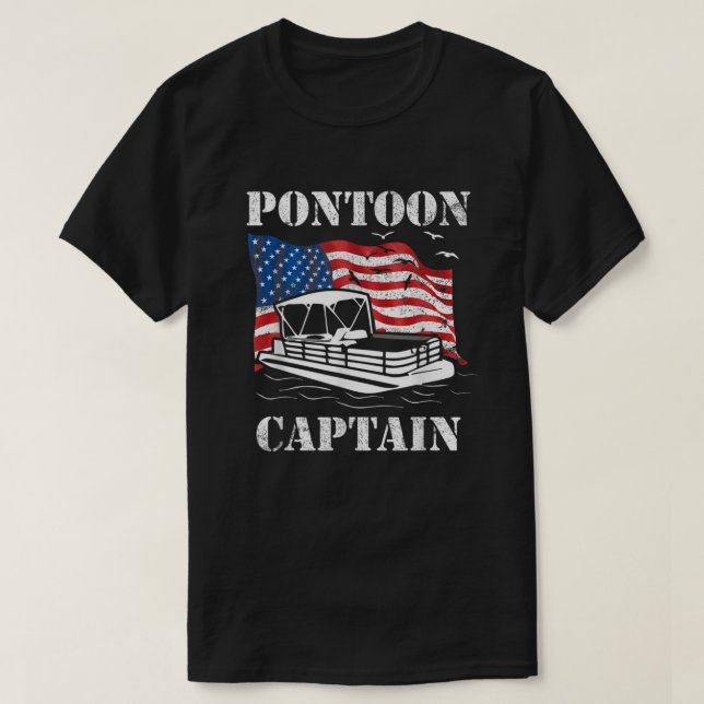 Camiseta Pontoon Capiton American Flag Pontoon Boat Lover U (Frente do Design)