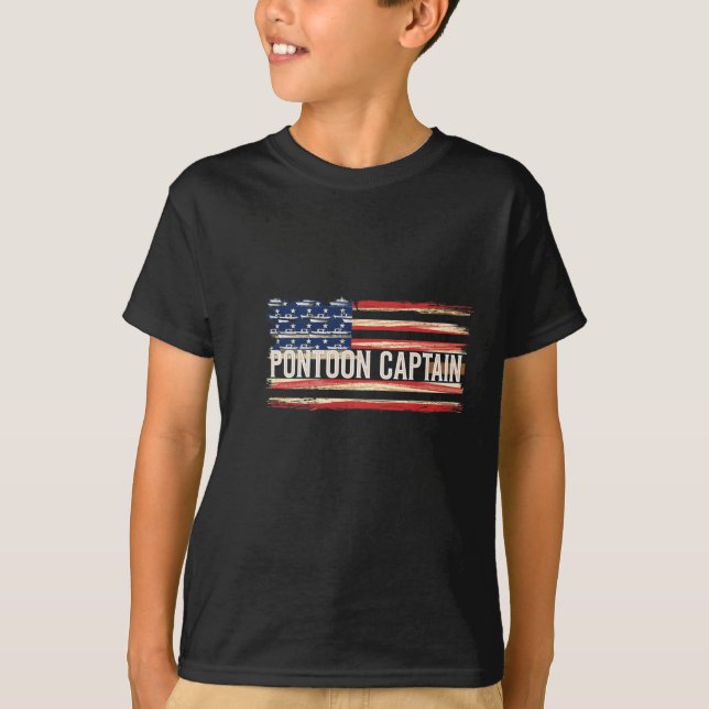 Camiseta Pontoon Captain Patriotic Boating Fun Water Sport  (Frente)