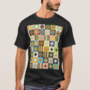 Camiseta Pontos coloridos, círculos, faixas de fundo.
