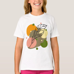 Camiseta Pontos de abstrato interessantes com folhas