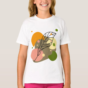 Camiseta Pontos de abstrato interessantes com folhas