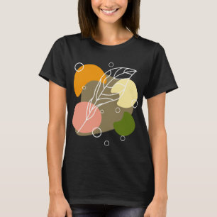 Camiseta Pontos de abstrato interessantes com folhas