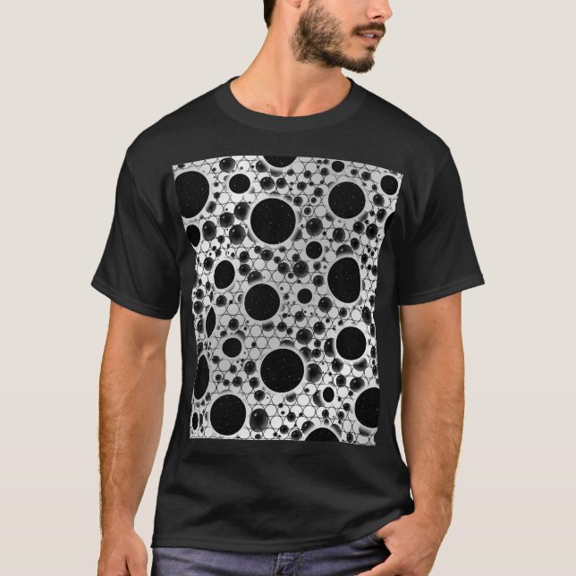 Camiseta Pontos de bolhas de espaço - Branco/Prateado (Frente)