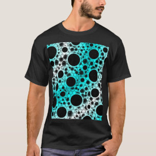 Camiseta Pontos de bolhas espaciais - Branco/Ciano