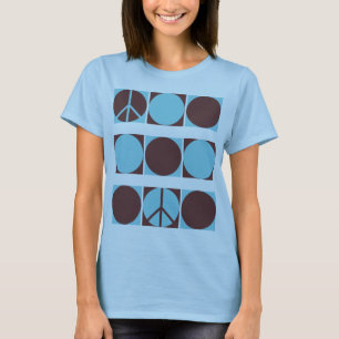 Camiseta Pontos de paz azuis e castanhos