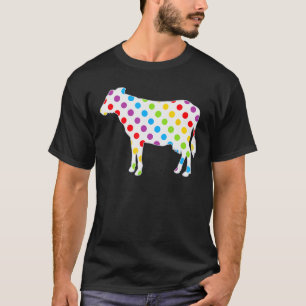 Camiseta Pontos de Vaca Arco-Íris, Impressão de Vaca Colori