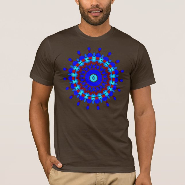 Camiseta Pontos do Caleidoscópio Azul (Azul e Vermelho) (Frente)