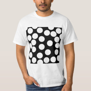 Camiseta Pontos grandes em preto e branco.