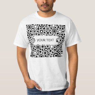Camiseta Pontos negros e padrão de círculo + texto e backgr