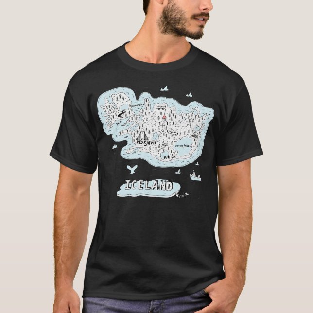 Camiseta Pontos Turísticos da Islândia (Frente)
