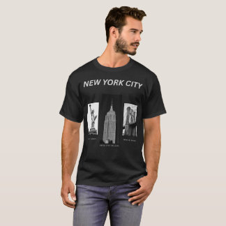 Camiseta Pontos Turísticos de Nova York Preto e Branco Ilus