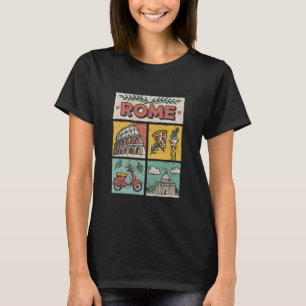 Camiseta Pontos Turísticos de Roma Itália Arte de Viagem Vi