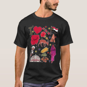 Camiseta Pontos turísticos desenhados à mão sudaneses Mapa