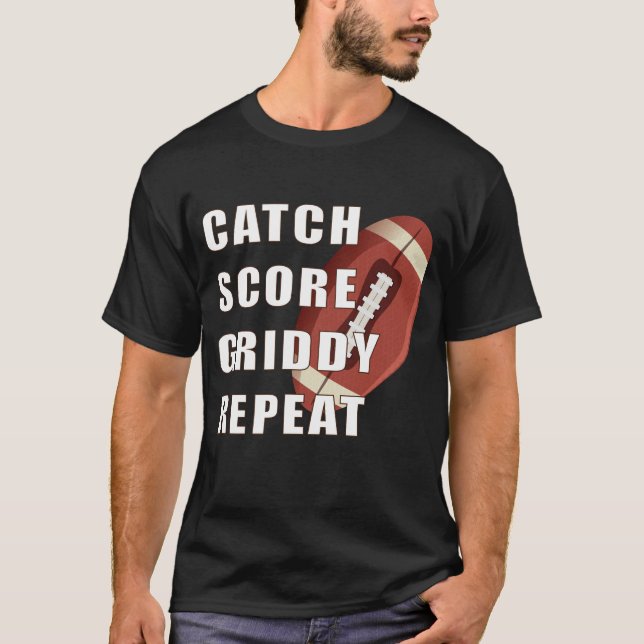 Camiseta pontuação de captura griddy repete, futebol americ (Frente)