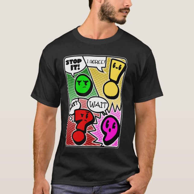 Camiseta Pontuação Gramática Esperar Que Parada Eu Concordo (Frente)