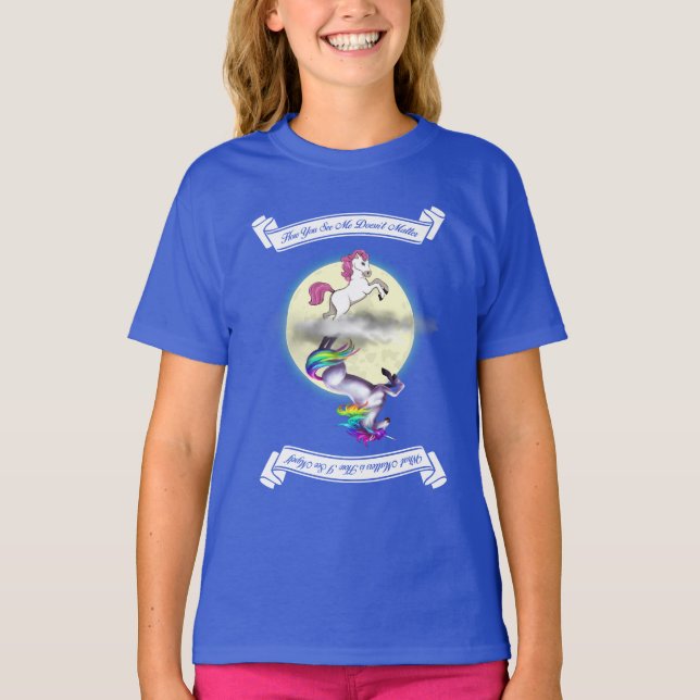 Camiseta Pony/Unicórn "Como me vês" Meninas T-Shirt (Frente)