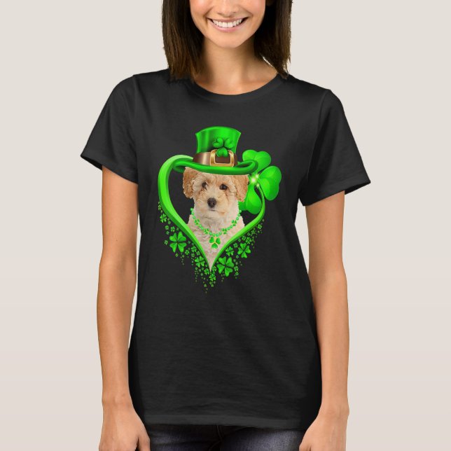 Camiseta Poochon Dog St Patricks Day Lover Irish Shamrock (Frente)