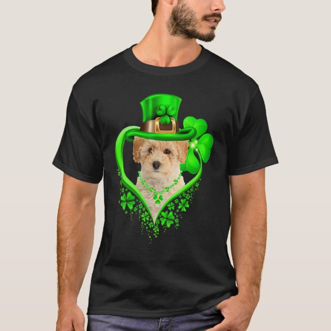 Camiseta Poochon Dog St Patricks Day Lover Irish Shamrock (Frente)