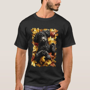 Camiseta Poodle Adorável com Vibração de Folhas de Outono
