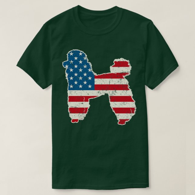 Camiseta Poodle American Flag 4 de julho para Men Boy (Frente do Design)